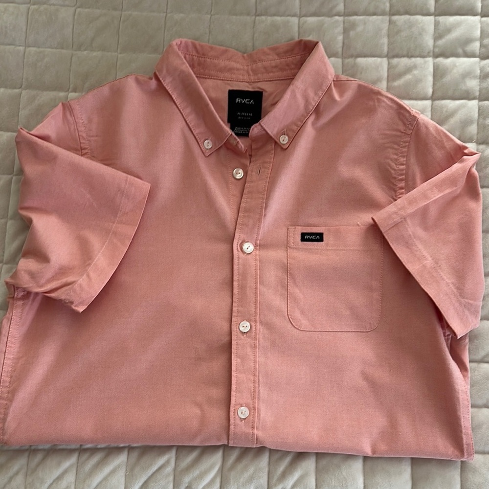 RVCA Pink Short Sleeve Button-Up Shirt